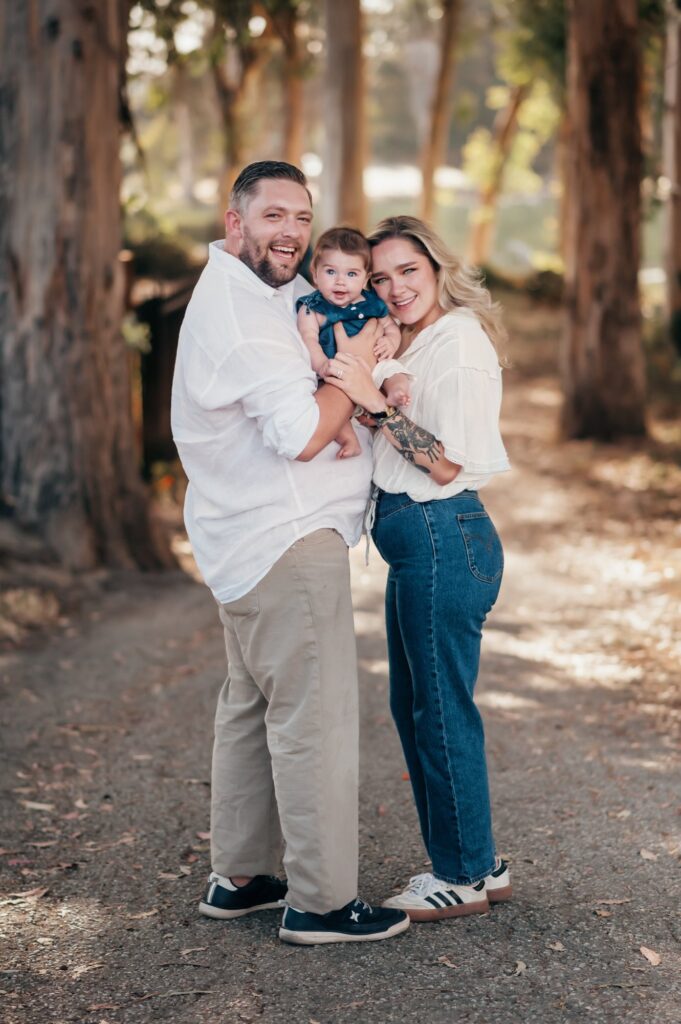 Santa Cruz family photographer session on the eucalyptus tree path at Moran Lake near Pleasure Point