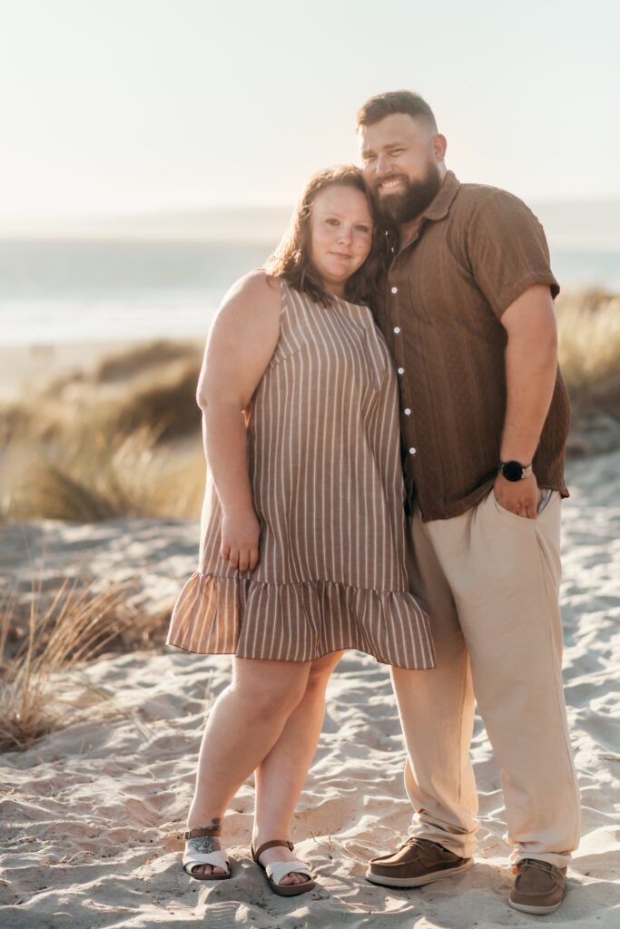 Daughter and her husband on the beach at Pajaro Dunes at sunset